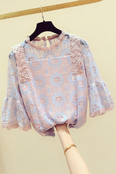 Bluza de dama din dantela model nou cu decolteu oval si maneci lotus