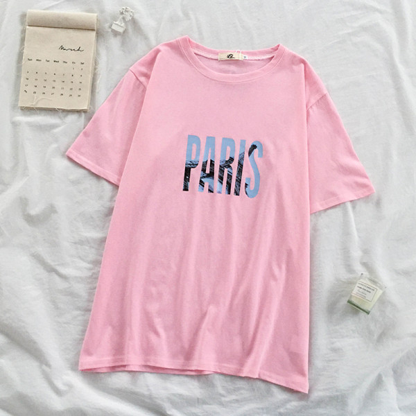 Modernūs moteriški marškinėliai su užrašu ir ovalia iškirpte