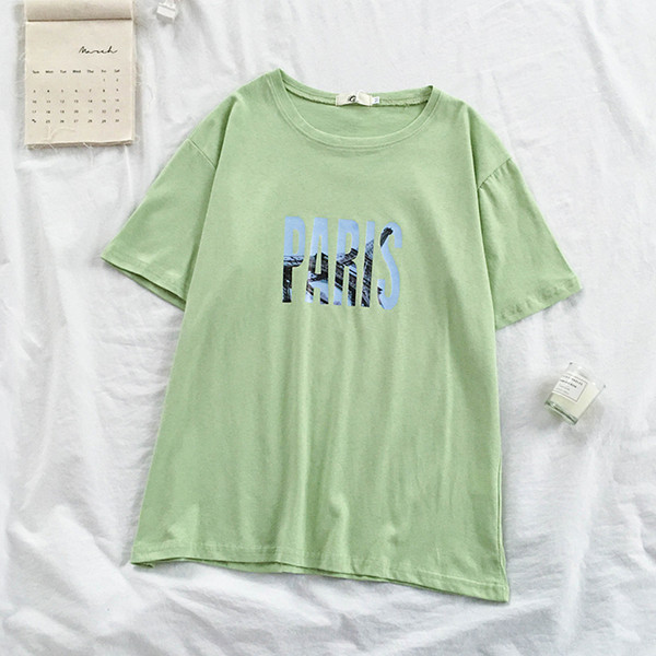 Modernūs moteriški marškinėliai su užrašu ir ovalia iškirpte