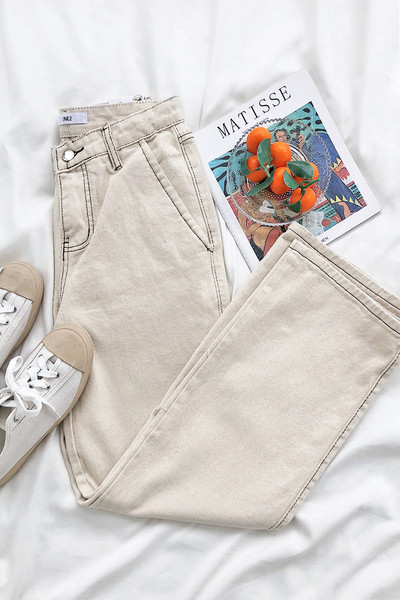 Moteriški džinsai aukštu liemeniu