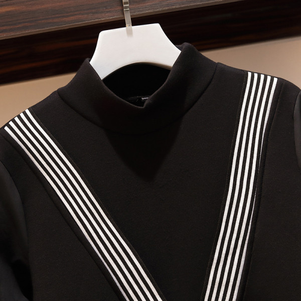 Stilinga moteriška suknelė tiesus modelis ilgomis rankovėmis ir dydžiai iki 4XL