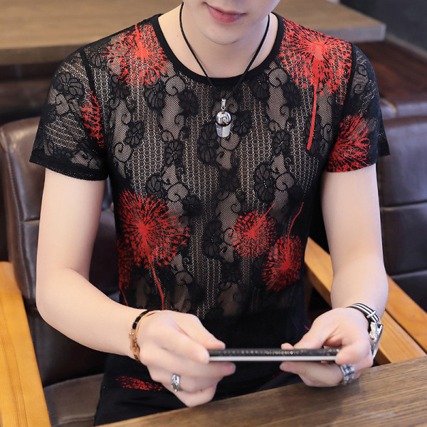 Modernūs vyriški marškinėliai apvalia iškirpte ir trumpomis rankovėmis