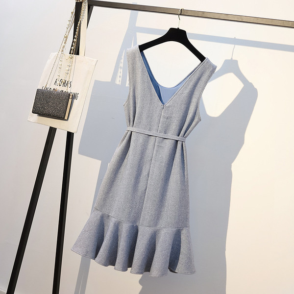 Stilingas moteriškas komplektas su marškiniais ir suknele iki 5XL