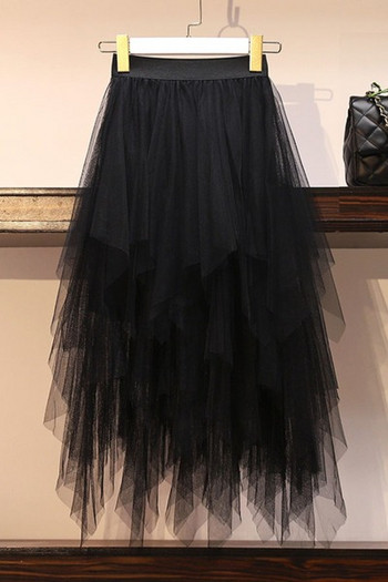 Dabartinis moteriškas sijonas aukštu liemeniu, tiuliu ir dydžiais iki 4XL