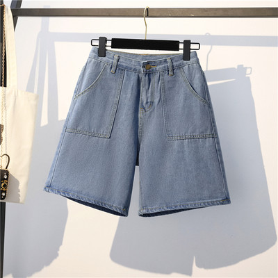 Ежедневни къси дънкови панталони широк модел с висока талия и размери до 4XL