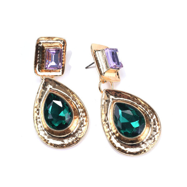 Auksiniai retro moteriški auskarai su dideliais akmenimis