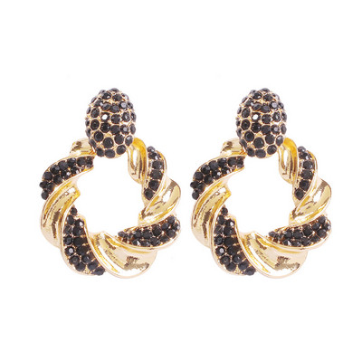 Moteriški apvalūs auskarai su akmenukais