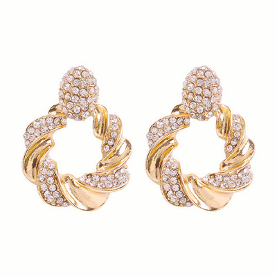 Moteriški apvalūs auskarai su akmenukais