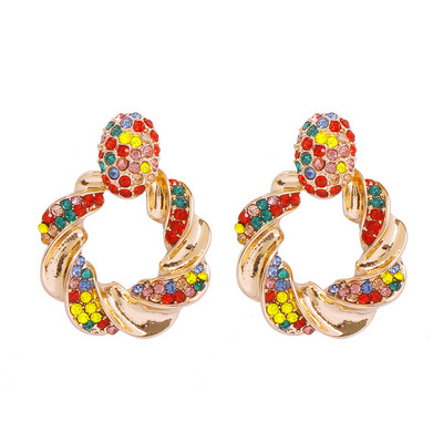 Moteriški apvalūs auskarai su akmenukais