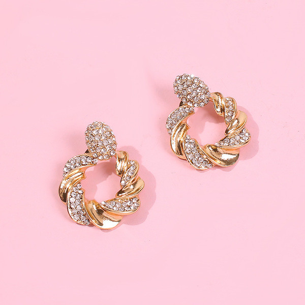 Moteriški apvalūs auskarai su akmenukais