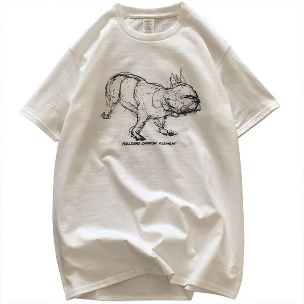 Modernūs vyriški marškinėliai su ovalia iškirpte, trumpomis rankovėmis ir aplikacijomis