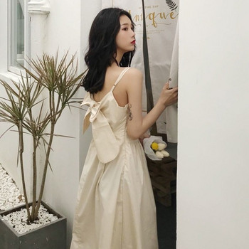 Дамска ежедневна рокля с панделка на гърба