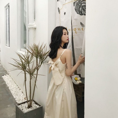 Дамска ежедневна рокля с панделка на гърба