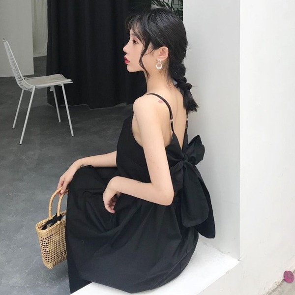 Дамска ежедневна рокля с панделка на гърба