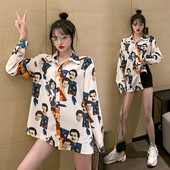 Új modell női ing mintával és klasszikus gallérral - széles modell