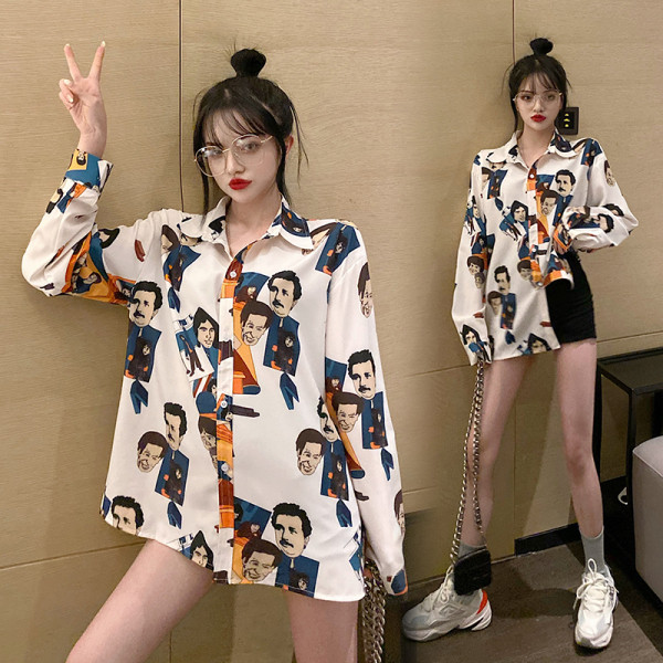 Új modell női ing mintával és klasszikus gallérral - széles modell