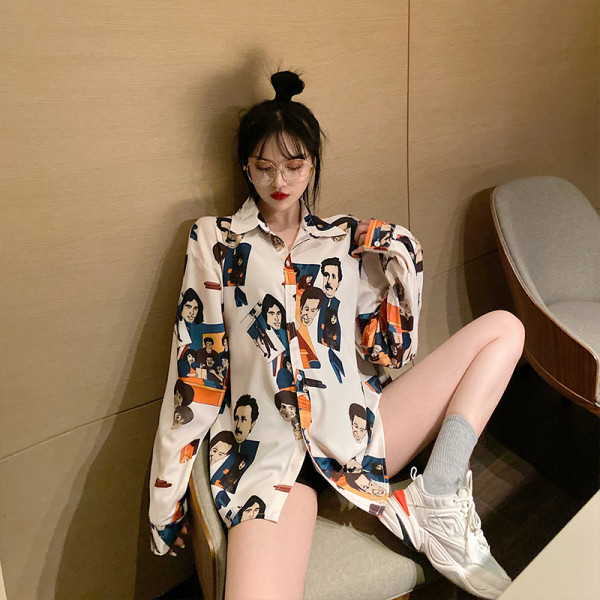 Új modell női ing mintával és klasszikus gallérral - széles modell