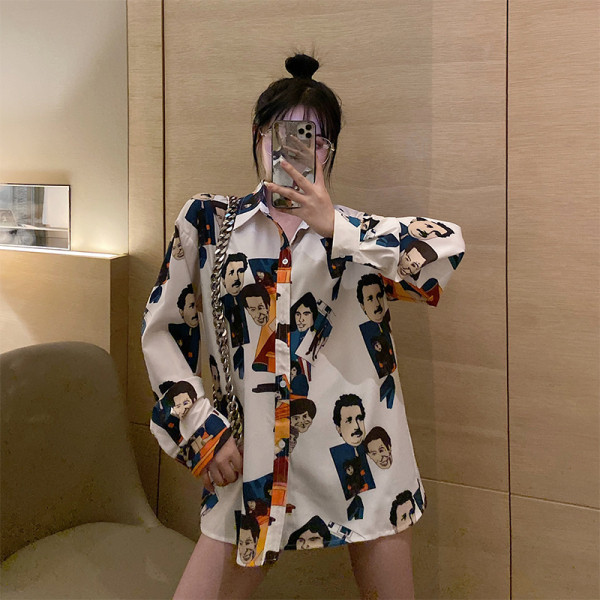 Új modell női ing mintával és klasszikus gallérral - széles modell