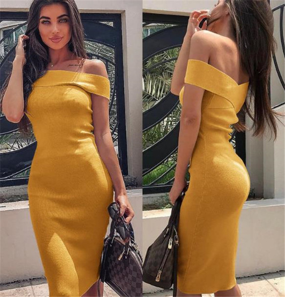 Naujo modelio moteriška ilga suknelė apnuogintais pečiais