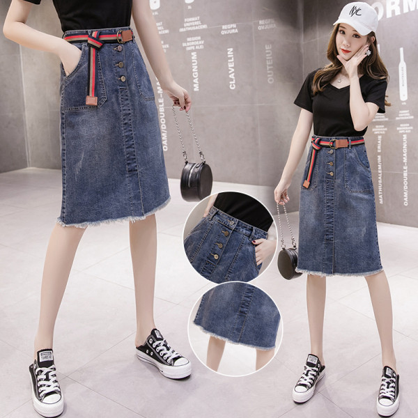 Нов модел дамска пола с колан и джобове