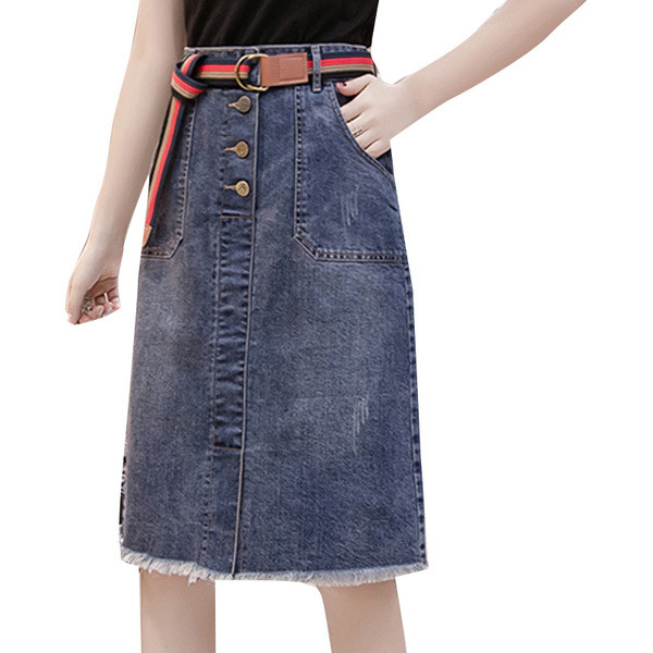 Нов модел дамска пола с колан и джобове