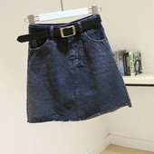 Moteriškas A linijos džinsinis sijonas aukštu juosmeniu