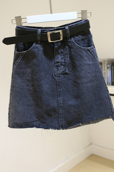 Moteriškas A linijos džinsinis sijonas aukštu juosmeniu