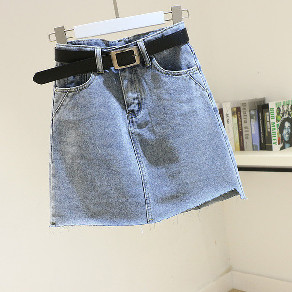 Moteriškas A linijos džinsinis sijonas aukštu juosmeniu