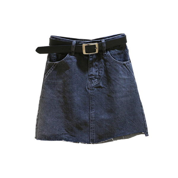 Moteriškas A linijos džinsinis sijonas aukštu juosmeniu