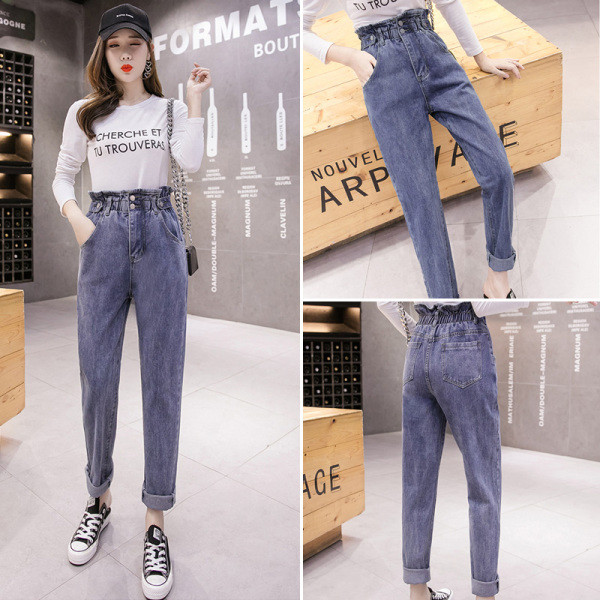 Naujo modelio moteriški džinsai aukštu juosmeniu ir kišenėmis