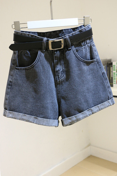 Moteriški džinsiniai šortai elastingu juosmeniu