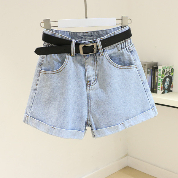 Moteriški džinsiniai šortai elastingu juosmeniu