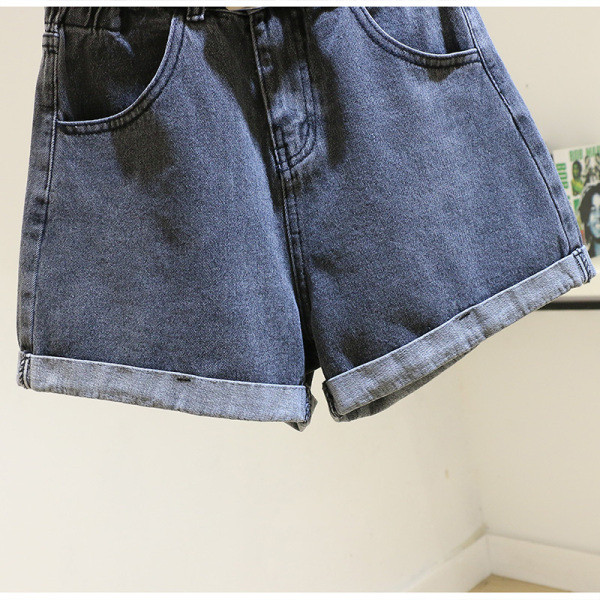 Moteriški džinsiniai šortai elastingu juosmeniu