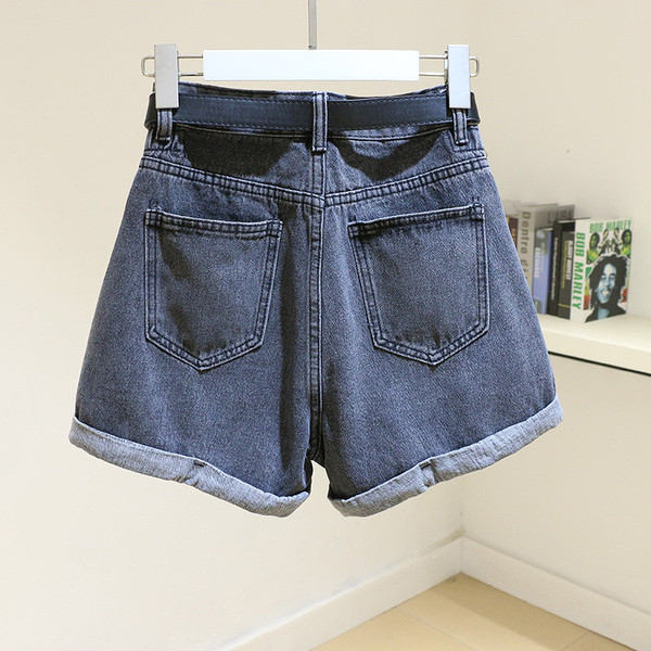 Moteriški džinsiniai šortai elastingu juosmeniu