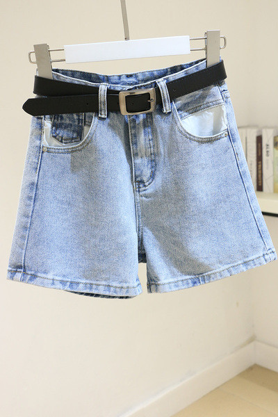 Moteriški džinsiniai šortai retro stiliaus mėlynos spalvos