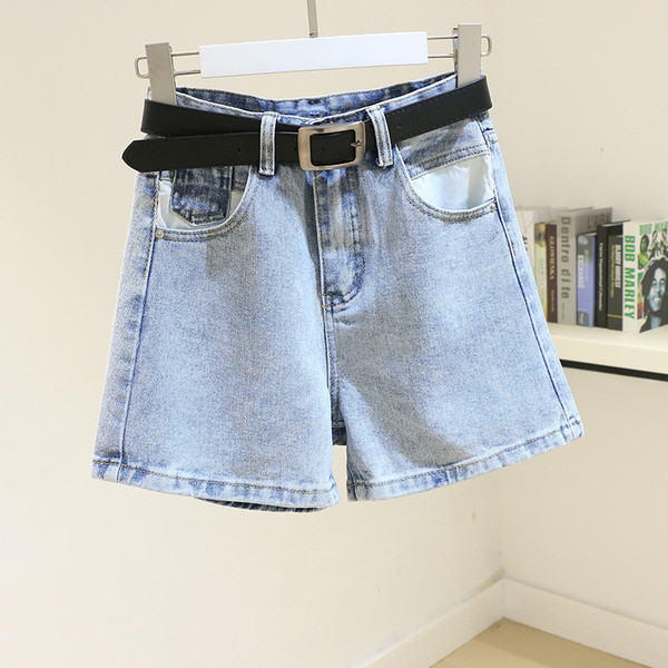 Moteriški džinsiniai šortai retro stiliaus mėlynos spalvos