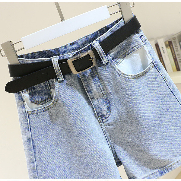 Moteriški džinsiniai šortai retro stiliaus mėlynos spalvos