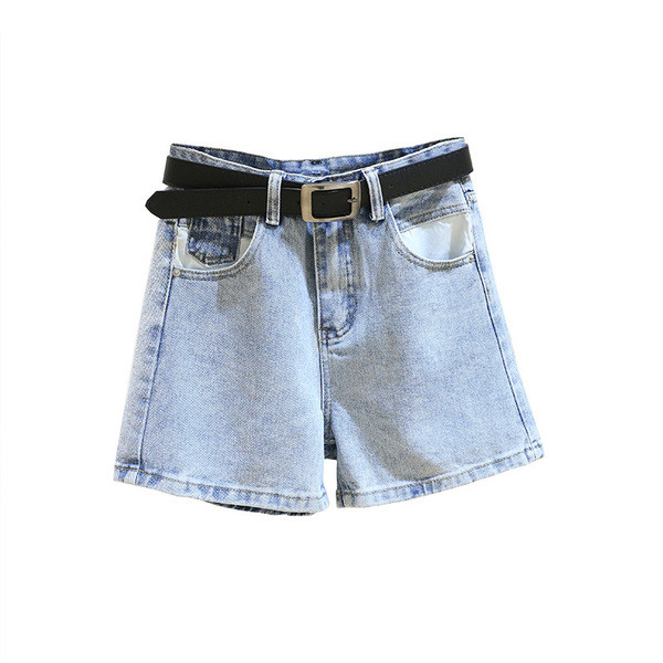Moteriški džinsiniai šortai retro stiliaus mėlynos spalvos