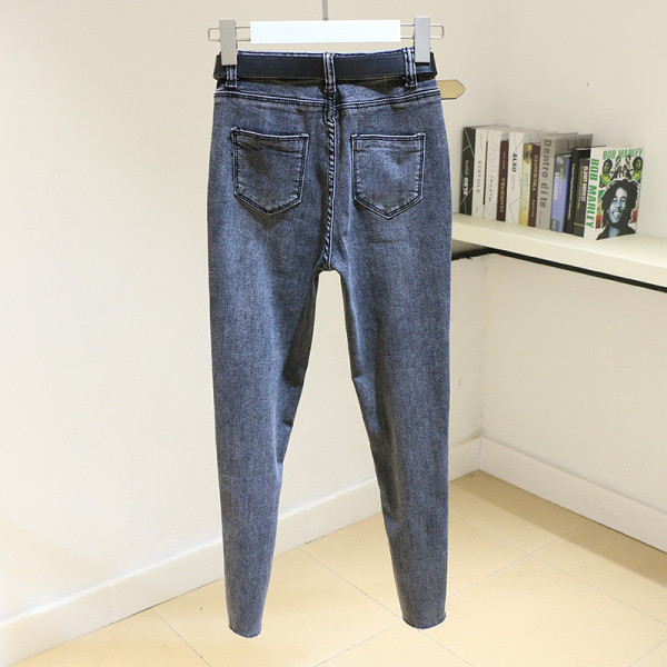Moteriški vasariniai moteriški džinsai Liekno modelio ir aukštu juosmeniu