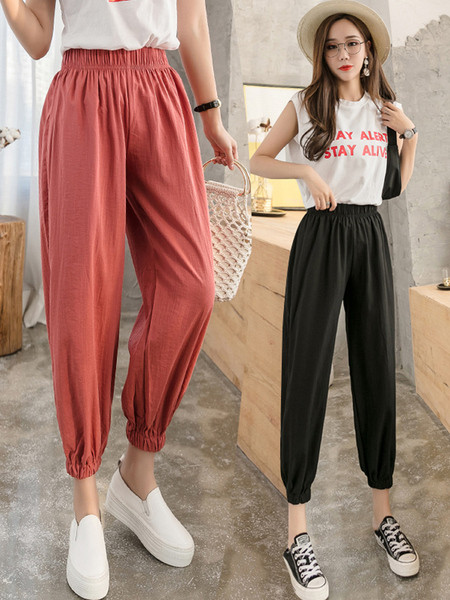 Ikdienas platas sieviešu bikses ar elastīgu jostasvietu