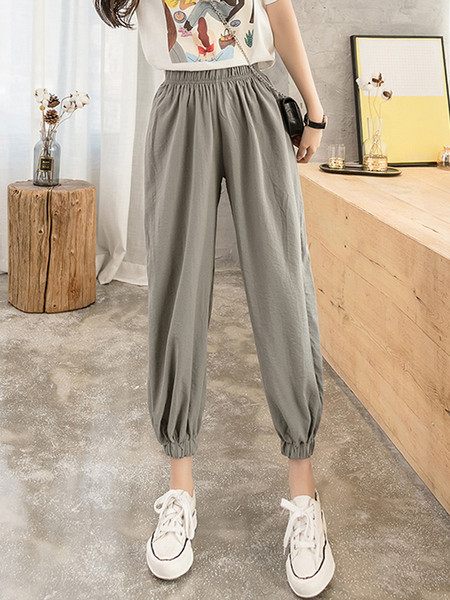 Ikdienas platas sieviešu bikses ar elastīgu jostasvietu