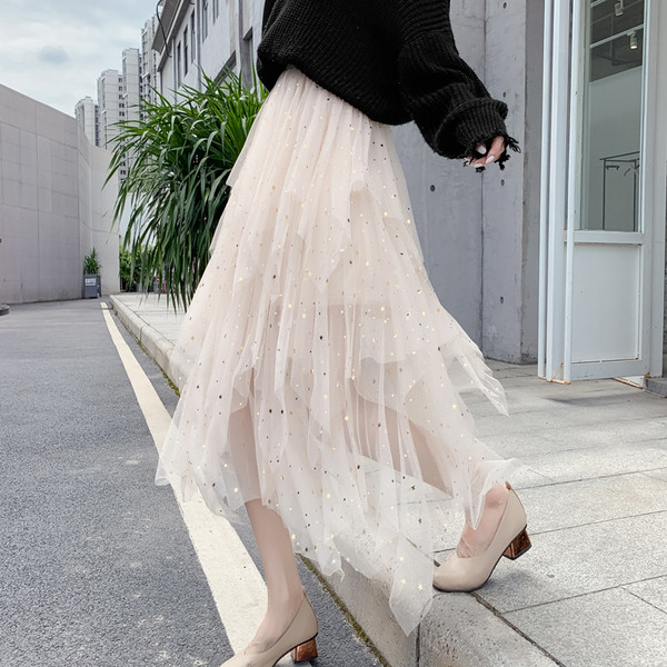 Дамска ежедневна пола с висока талия и лъскав ефект