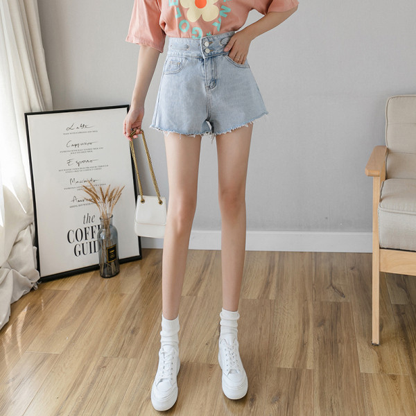 Trumpi laisvalaikio moteriški džinsai aukštu juosmeniu ir kišenėmis