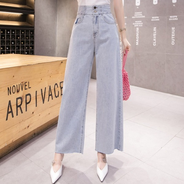 Plati sieviešu džinsi ar augstu vidukli