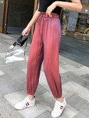 Moteriškos laisvalaikio kelnės su kaklaraiščiais ir aukštu juosmeniu