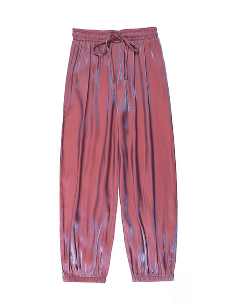 Moteriškos laisvalaikio kelnės su kaklaraiščiais ir aukštu juosmeniu