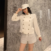 Moteriški marškiniai su sagomis ir raiščiais ant rankovių