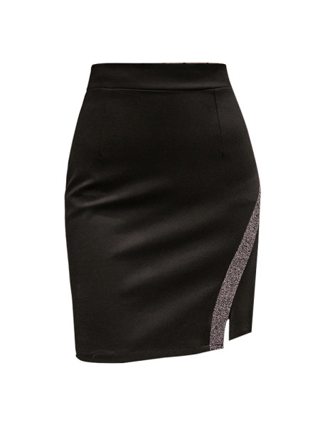 Dabartinis moteriškas sijonas aukštu juosmeniu ir skeltuku