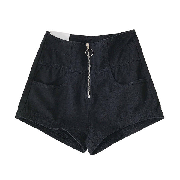 Mūsdienīgi sieviešu šorti ar augstu vidukli, kabatām un rāvējslēdzēju