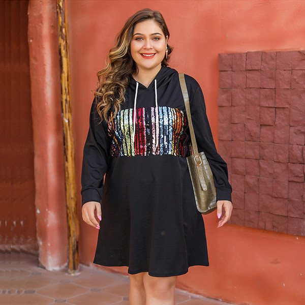 Rochie scurta dama casual cu gluga si paiete